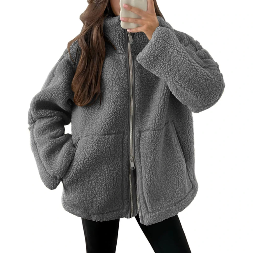 Teddy zip jacket, gray