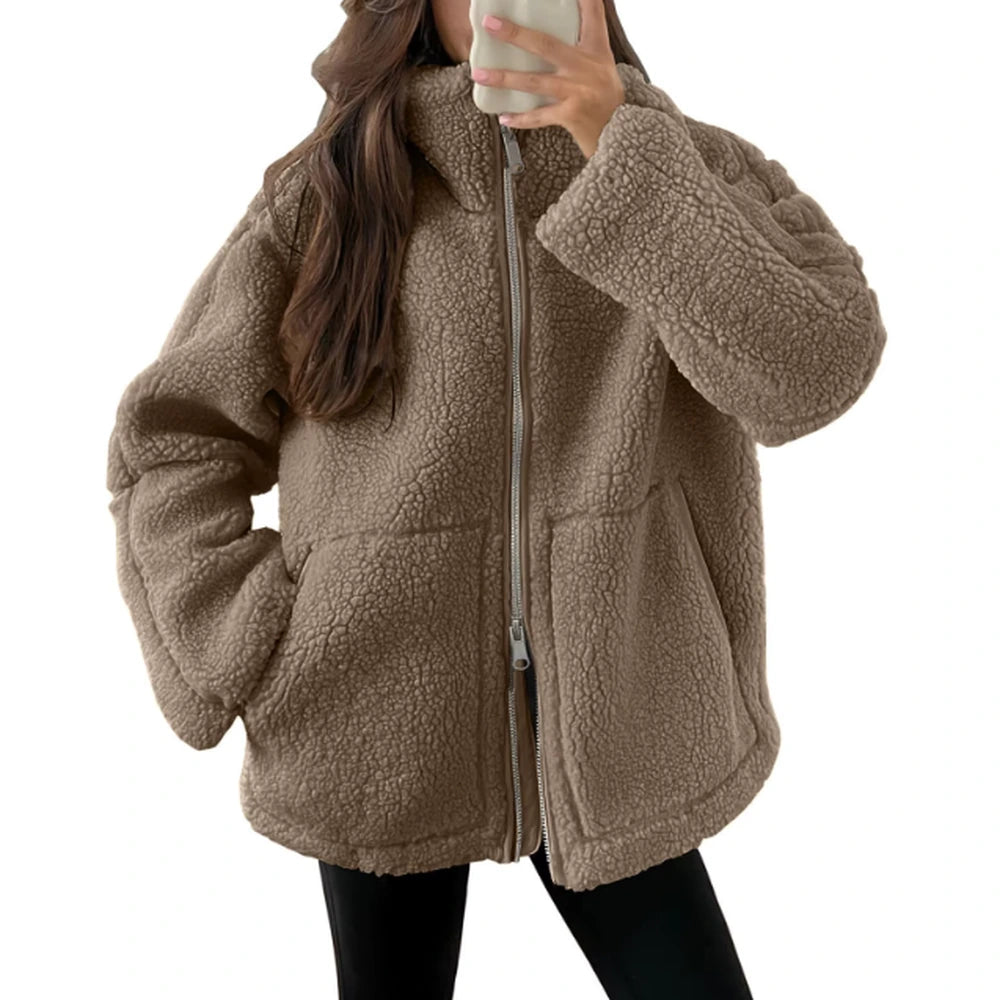 Teddy zip jacket, mocha