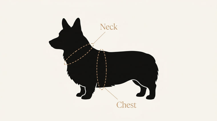 Where to measure your corgi: neck and chest