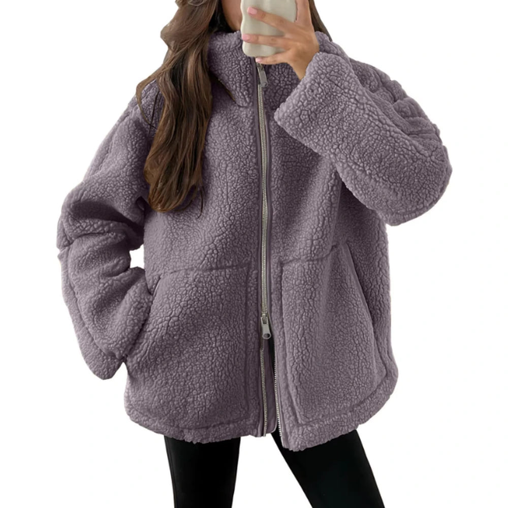 Teddy zip jacket, mauve