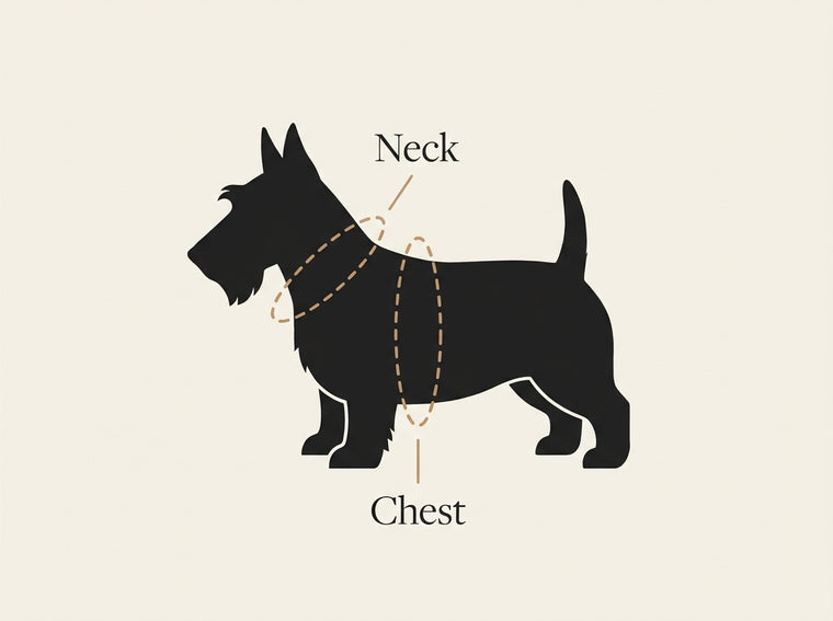 Scottish Terrier wearing the Comfort Fit harness (size guide)